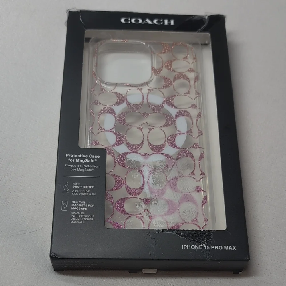 Coach Pink Glitter Monogram iPhone 15 Pro Max Case